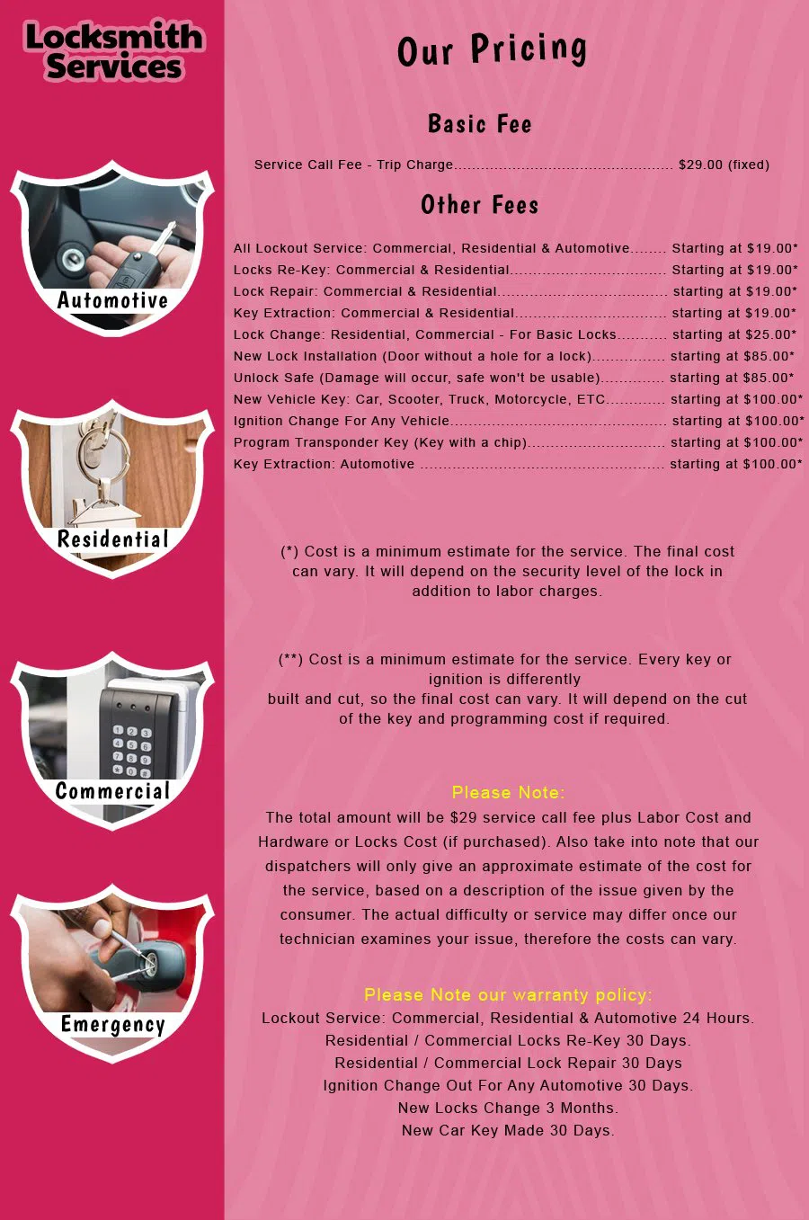 Sun City Center Locksmith Service Sun City Center, FL 813-280-3427 - price-list-c-18